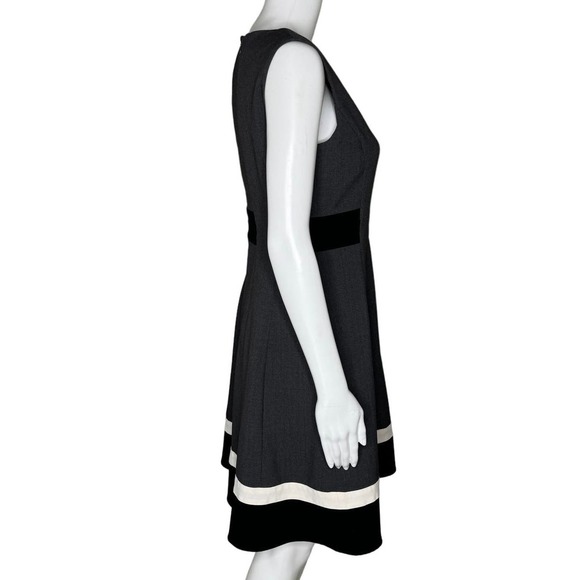 Calvin Klein Dress Womens 4 Petite Gray Black Preppy Office Neutral Minimalist - Picture 2 of 9